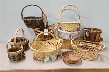 Assorted Woven Crafting/Yarn Baskets