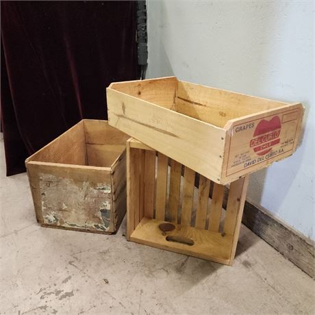 Collectible Wood Crate Trio