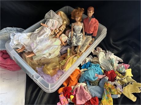 Set of 14 Vintage Barbies and Clothes