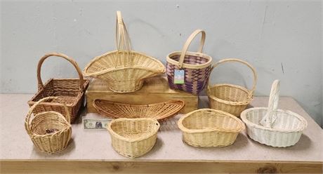 Assorted Woven Crafting/Yarn Baskets...9pc