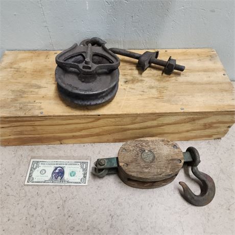 Antique Block & Tackle Pair