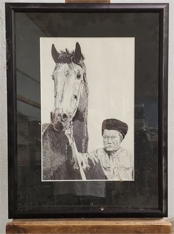 Russian Looking Horseman - Pen & Ink?