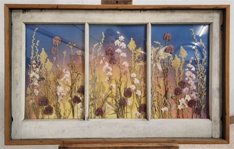 Cherie Moss "Prairie Blossoms" Botanical w/ Nice Barn Wood Frame - 35½ x 22¼