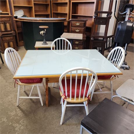 Nice Tile Top Farm Style Kitchen Table & Chairs...56x40x28