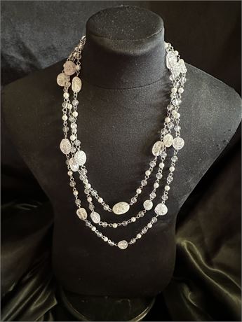 Light Pink Crackled Crystal Necklace