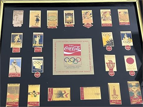 Coca-Cola 21 Pin Historic Summer Game Series Collectors Edition Pin Set