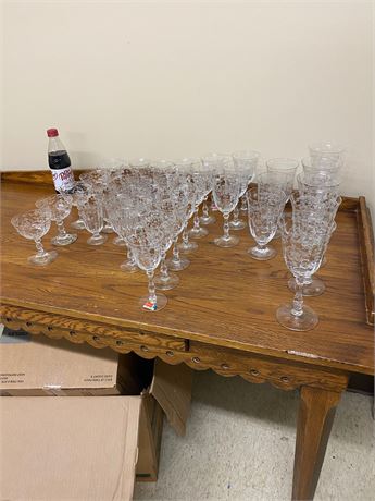 39 Piece Fostoria Navarre Crystal Glassware