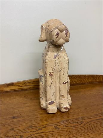 Brown Faux Marble with Rustic Craftsmanship 18" Dog Sculpture