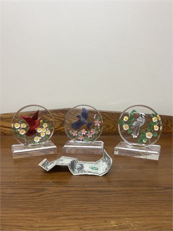 Princeton Gallery Reversed Carved Bird Paperweights