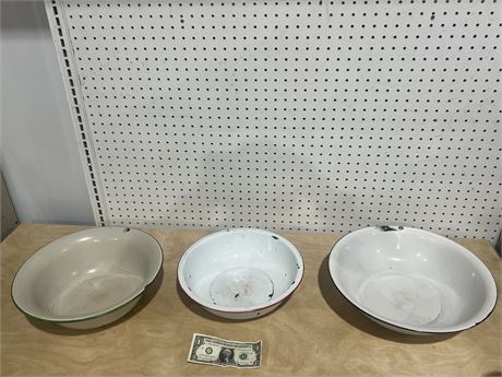 Set of 3 Vintage Metal Bowls