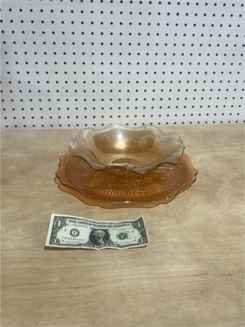 Iridescent Iris Serving Platter & Salad Bowl