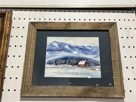 Original Watercolor "Monson's Barn Near Butcher Creek-Granite Peak"