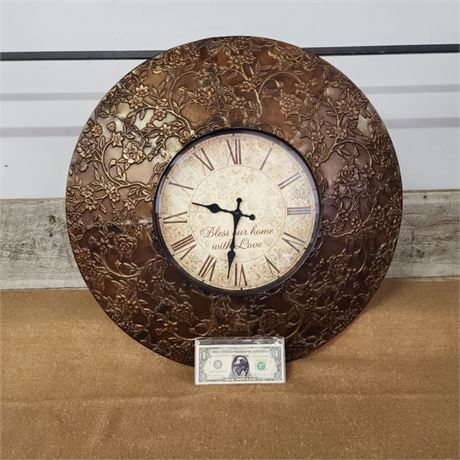 24" Metal Frame Wall Clock Decor