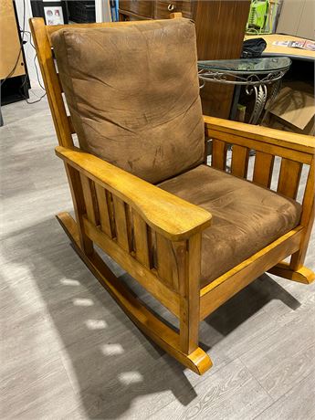 Leather and Oak Rocking Chair by E & E Co LTD