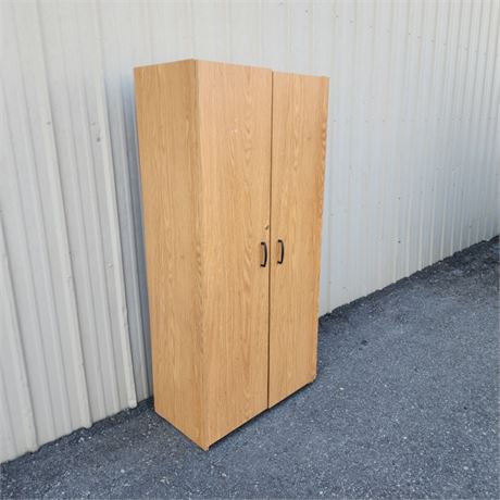 Wood Utility Cabinet with Shelving...29x15x60 (NO KEY)