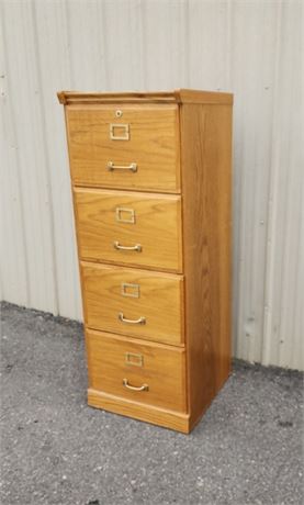 Locking Wood File Cabinet...19x19x50 (HAS KEY)