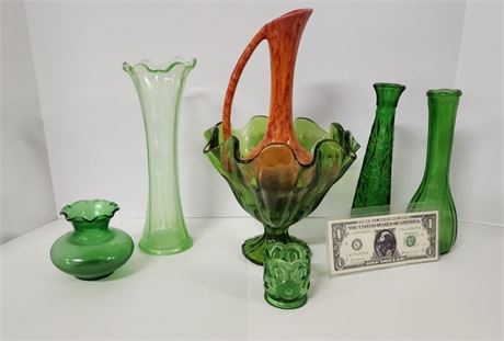 Collectible Pitcher & Green Glass