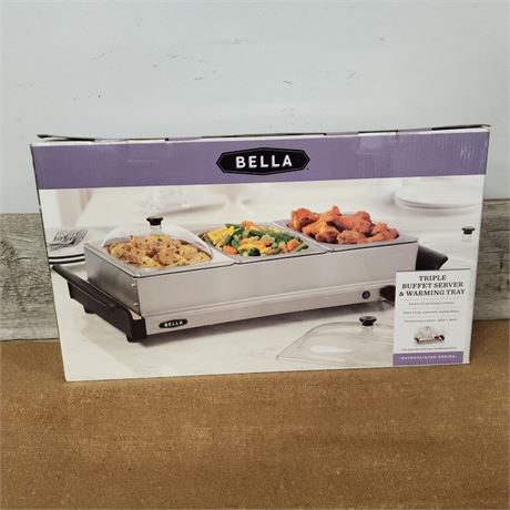 New In Box Triple Buffet Server & Warming Tray