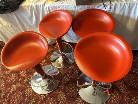 Set of 4 Retro Red Chairs