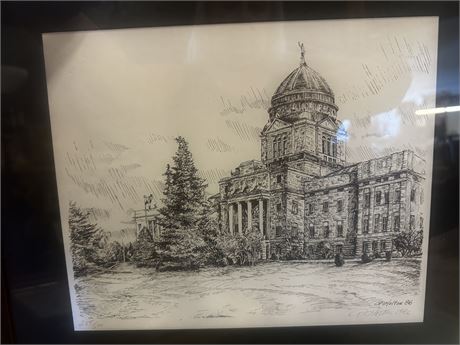 Montana State Capitol signed by artist R Holton 1986