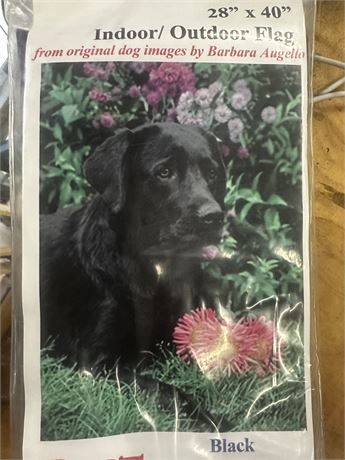 Black Labrador indoor outdoor flag from the original dog images of Barbara Augel