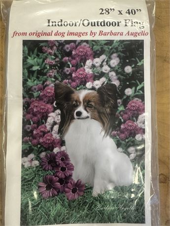 Red and white Papillion indoor outdoor best of  Breed flag