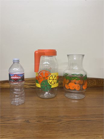 Vintage Glass Orange Pitchers