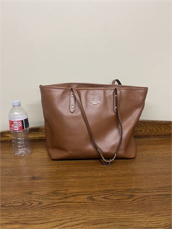 Coach Brown Leather Top Zip Tote