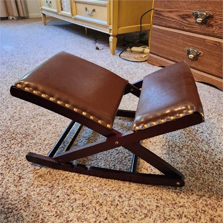 Foldable Upholstered Footrest Brown