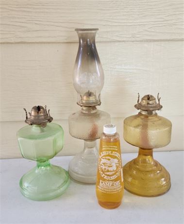 Vintage Oil Lamp Trio w/ Oil