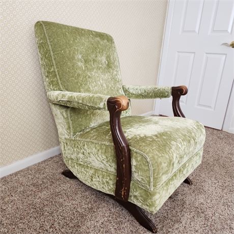 Vintage Crushed Velvet Green Chair