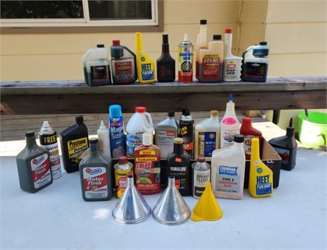 Nice Assortment of Automobile Fluids/Funnels