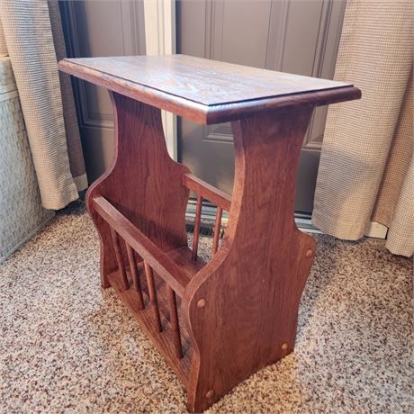 Vintage Wood Magazine Rack w/ Table Top