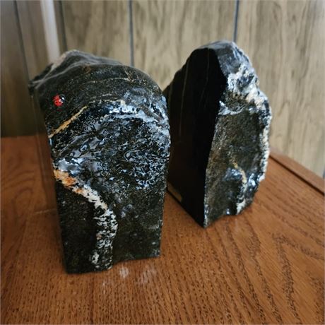 Very Heavy Polished Stone/Mineral Book Ends