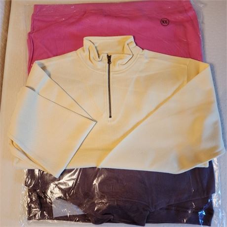 NEW - 3 Nice Pull Over Sweaters  - Sz XL Pink, Brown, Yellow