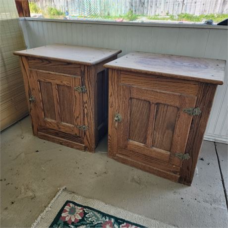 Oak Ice Box End Tables