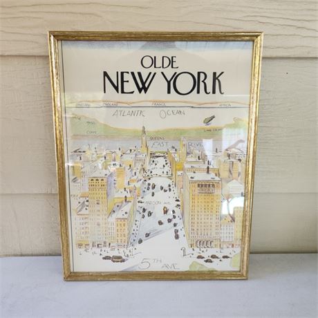 Framed Olde New York Print - 15x19