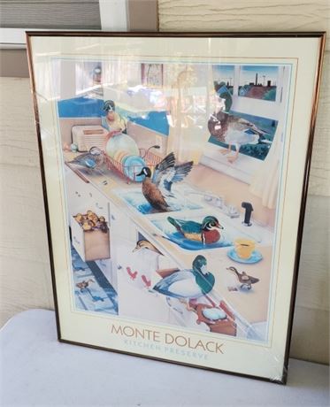 Framed Monte Dolack Print (glass broke) 22x30