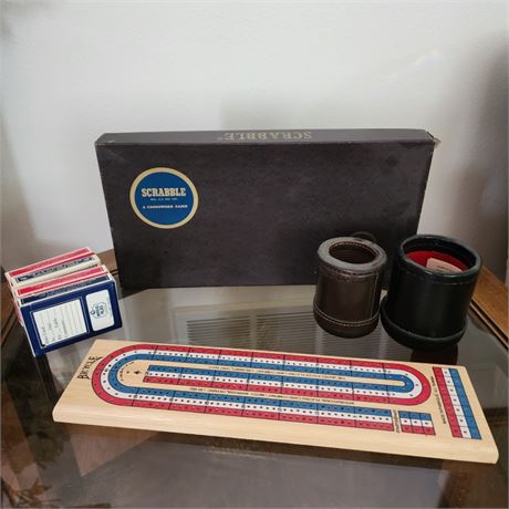 Game Bundle - Scrabble/Cribbage/Dice