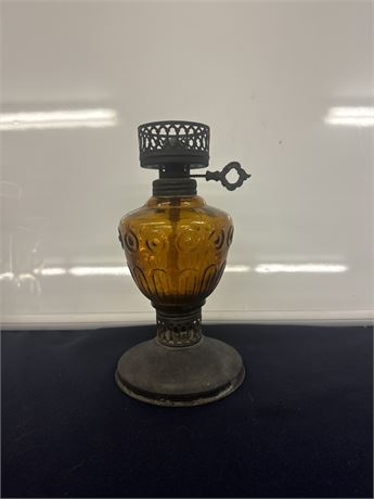 Antique Amber Glass OilLamp