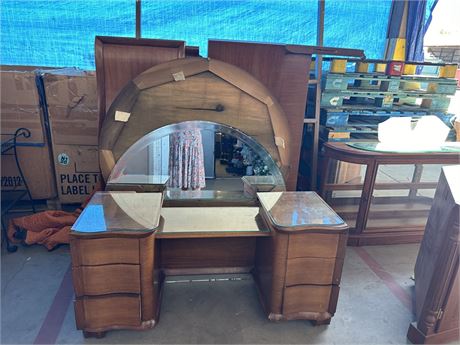 1939 Vintage Vanity, Headboard, Footboard, Bedframe and Mirror