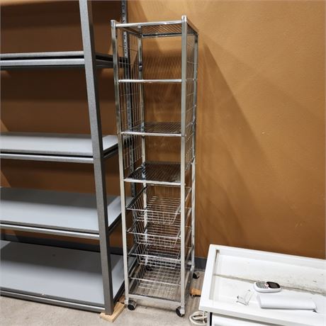 Chrome Rolling Organizer/Shelf - 60x14x16