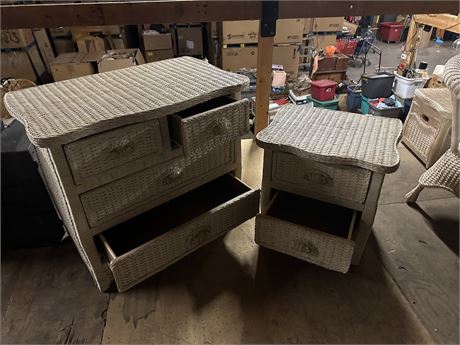 Set of 2 Wicker Dressers