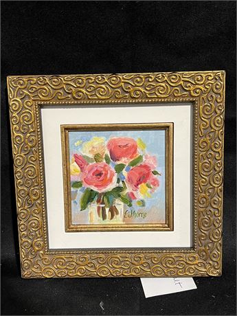 Floral Bouquet Framed Oil Painting On Canvas