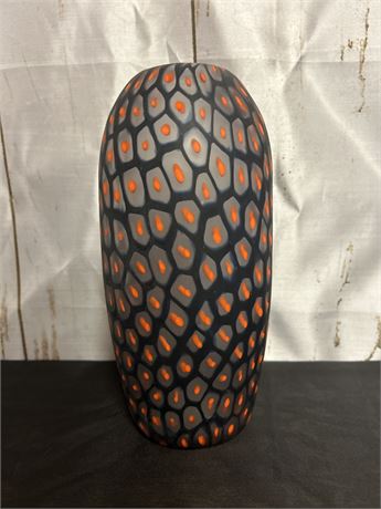 Beautiful Orange And Black Design Vase