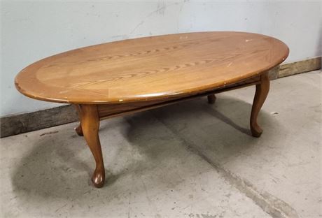 Oak Oval Pedestal Coffee Table - 43x27x16