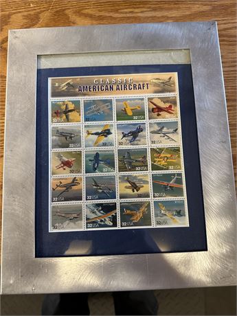 Classic American Airport Stamps in Frame