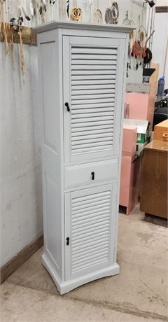 Nice Tall Light Gray Cabinet w/ Louvered Front Doors - 19x15x66