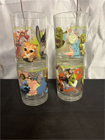 4 Piece Set Of Shrek The Third Drinking Glass