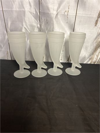 Frosted Powder Horn Pilsner Beer Glasses Set Of 4